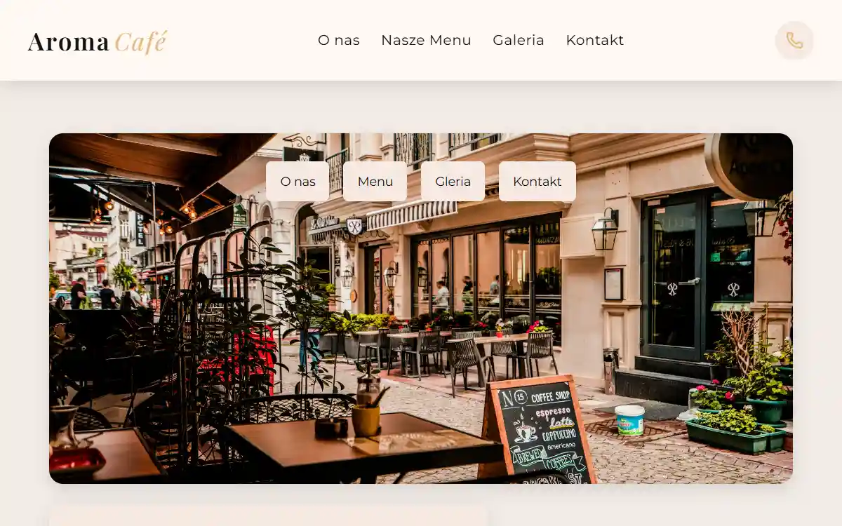 Projekt one-page kawiarni Aroma Cafe
