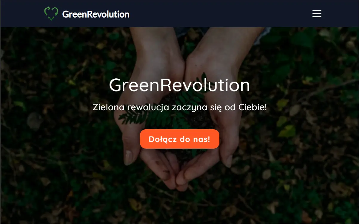 Projekt strony internetowej one-page GreenRevolution